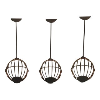 1960s Caged Globe Pendants From 1964 World’s Fair in Flushing New York- Set of 3 For Sale