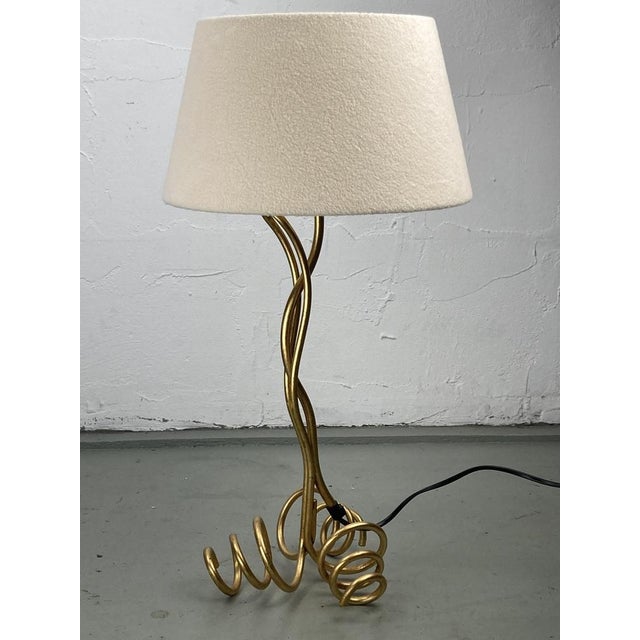 Vintage Bouclé Shade Curly Wavy Free Form Table Lamp, 1960s For Sale - Image 10 of 18