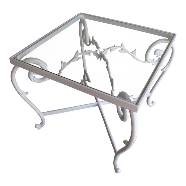 Vintage 1960s Painted Aluminum Side Table in the Style of Jean-Charles Moreux For Sale