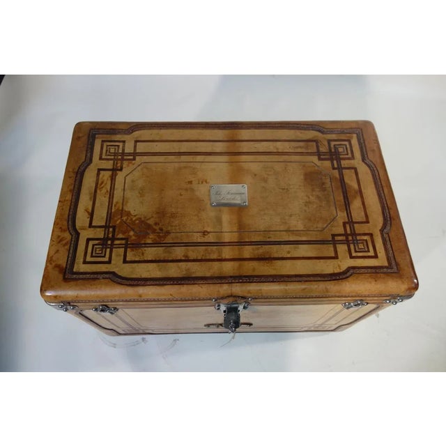 Antique Leather Trunk Courier Trunk from Gautier, 1890s For Sale - Image 12 of 14