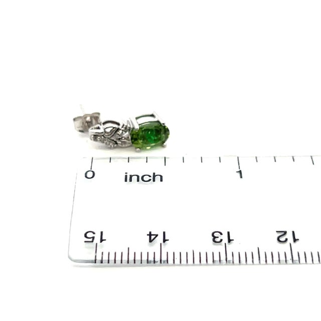 Natural Tourmaline Diamond Earrings 14k White Gold 1.57 TCW Certified For Sale - Image 10 of 14