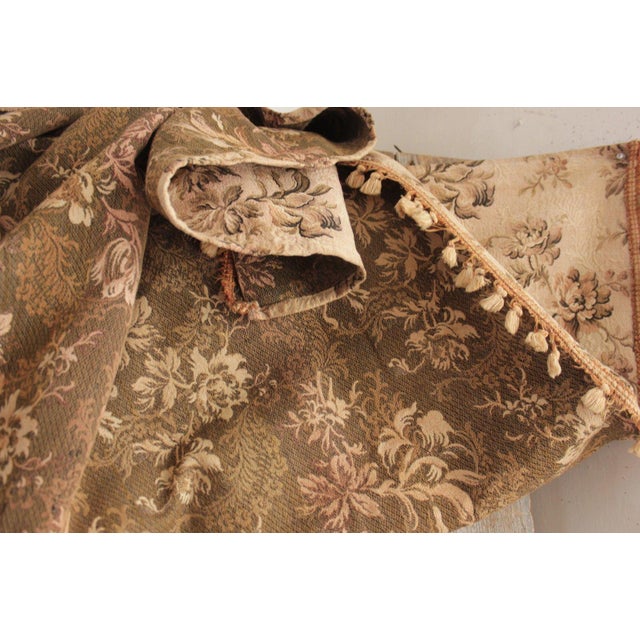 Vintage French Tapestry Woven Curtain W/ Trim C1940 Upholstery Fabric