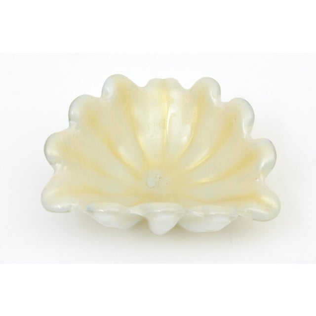 Mid-Century Modern Vintage Murano Opalescent Coastal Clam Shell Glass Bowl by Barovier E Toso, 1950's, Italy For Sale - Image 3 of 12