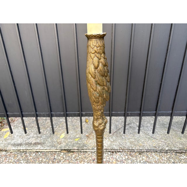 Mid 20th Century P.E. Guerin Bronze Ostrich Leg Lamp For Sale - Image 12 of 14