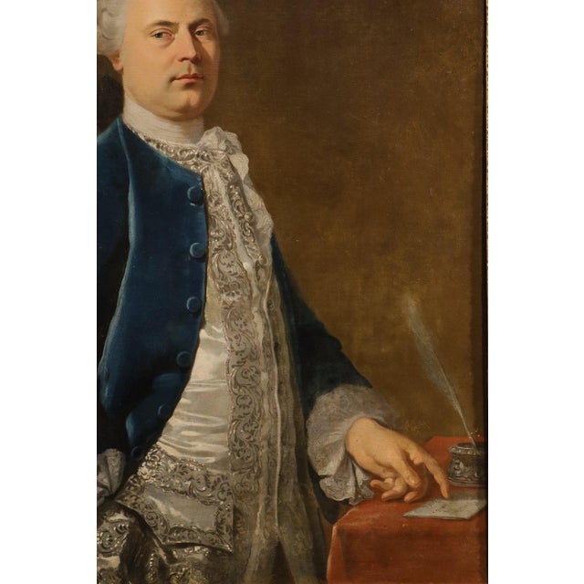 Follower of Jean-Baptiste Van Loo, Portrait of a French Gentleman, 1730, Oil on Canvas For Sale - Image 11 of 15