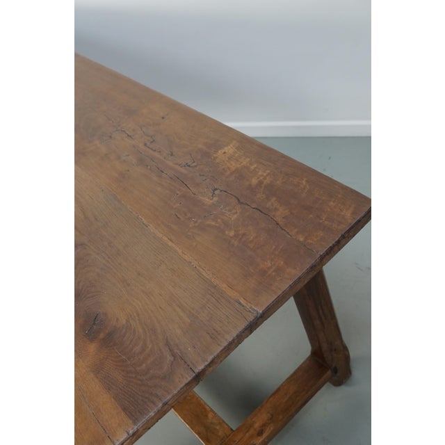 Early 20th Century French Rustic Oak & Elm Farmhouse Dining Table, 1890s For Sale - Image 17 of 18
