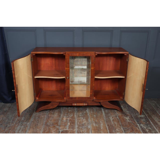 Brown Art Deco Walnut Sideboard with Glazed Display Cabinet, 1930 For Sale - Image 8 of 18