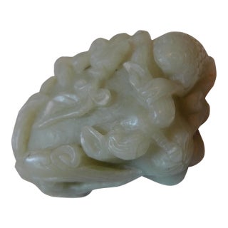 19th Century Chinese Celadon Jade Dragon Pendant Objet D'Art. For Sale