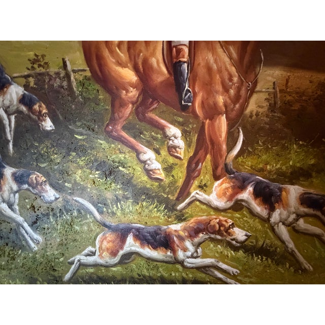 Early 20th Century Original Ferdinand Arnold Oil Painting – English Fox Hunt Scene With Hounds – Traditional Equestrian Decor in Ornate Frame For Sale - Image 11 of 17