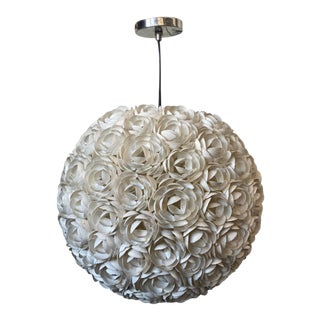 1950s Mid-Century Shell Roses Hanging Pendant Globe Light For Sale