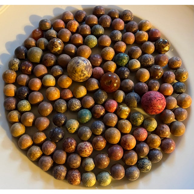 Collection of Early 19th Century American Clay Marbles in Agate Glaze For Sale - Image 9 of 9