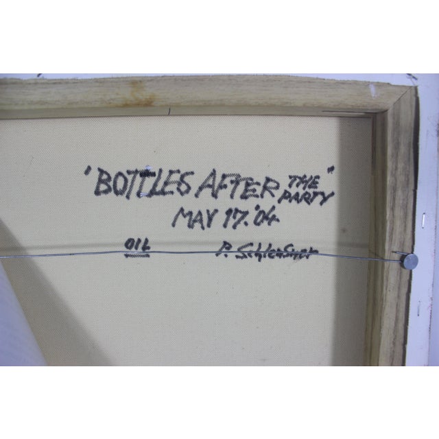 “Bottles After the Party” Vintage Oil Painting Signed by Artist Paul Schleusner For Sale - Image 10 of 10