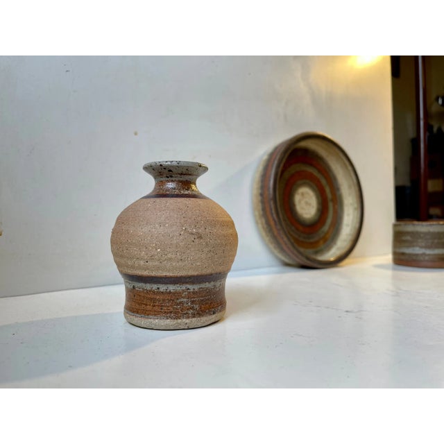 Scandinavian Modern Striped Stoneware, 1970s, Set of 3 For Sale - Image 3 of 17