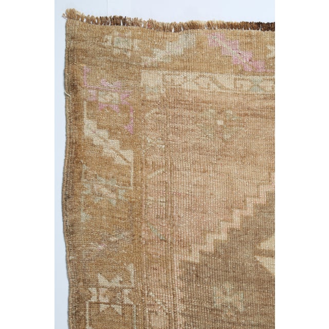 Vintage Oushak Runner – Muted Anatolian Wool With Diamond Medallions in Beige, Tan, and Soft Brown -4' 3'' X 12' 2'' For Sale - Image 12 of 13