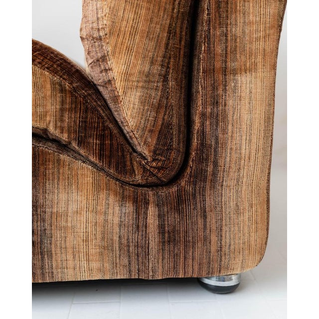 Brown Vintage Space Age Armchair in Striped Velvet Brown by Europoltrona, Italy, 1970s For Sale - Image 8 of 15