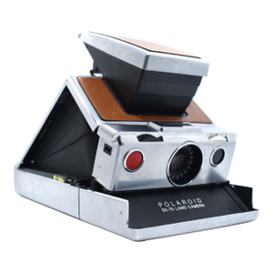 Original Mid-Century Polaroid Sx-70 Land Folding Camera With Tan Leather and Chrome Finish