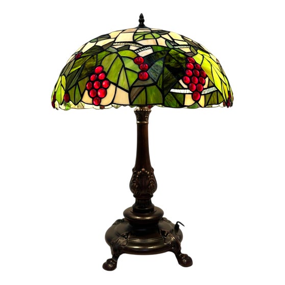 Table Lamp with Grape Motif in the style of Tiffany For Sale