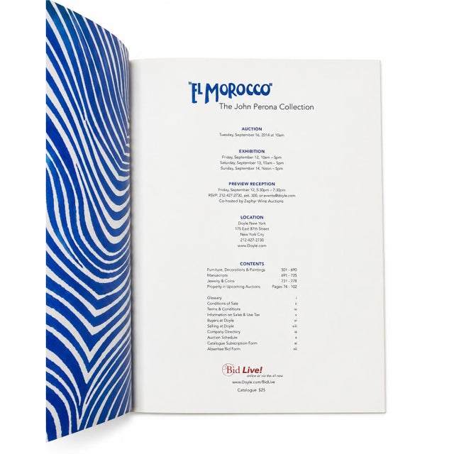 Blue El Morocco John Perona Collection Doyle Auction Catalog Booklet Nyc For Sale - Image 8 of 11