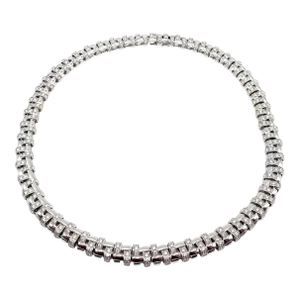 Tiffany & Co. Vannerie 18k White Gold Basket Weave Diamond Necklace