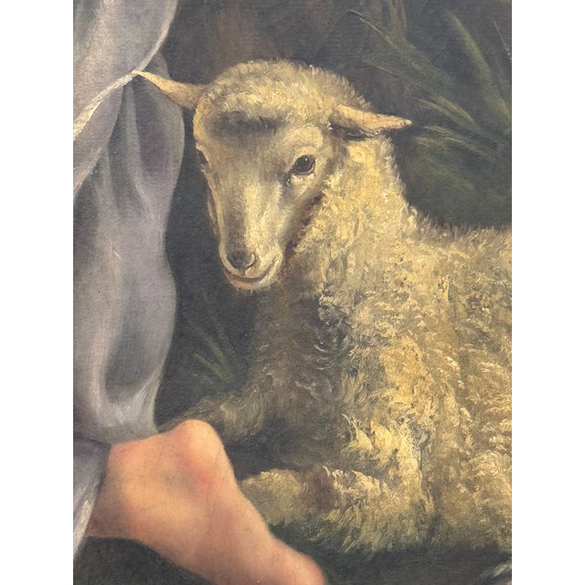 Auguste Kunzek Antique Religious Oil Painting of the Baptism of Christ For Sale - Image 4 of 11