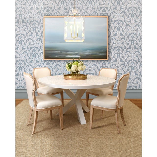 Wood Matthew Izzo Home Greer Round Glossy White Lacquer Dining Table With Tripod Base For Sale - Image 7 of 9