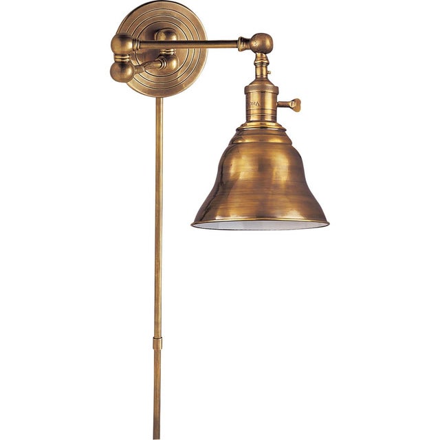 Transitional Chapman & Myers for Visual Comfort Signature Boston Swing Arm in Hand-Rubbed Antique Brass with SLE Shade For Sale - Image 3 of 4