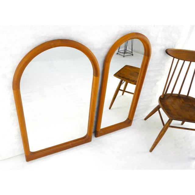 Pair of Teak Dome Shape Solid Teak Danish Mid Century Modern Mirrors MINT For Sale - Image 9 of 15