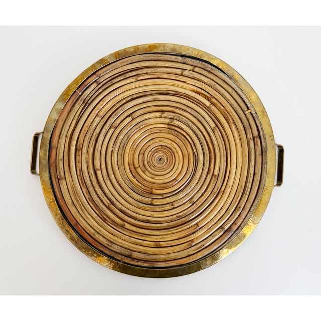 Brass Large 1960s Round Gabriella Crespie Style Reeded Brass Tray For Sale - Image 8 of 8
