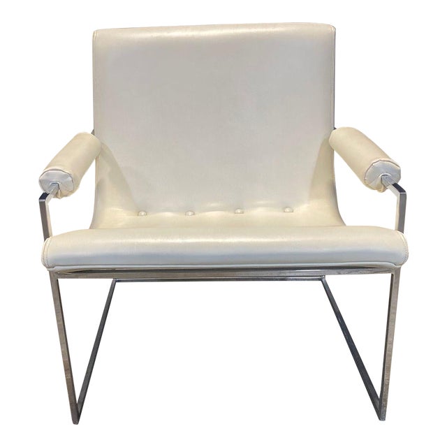 1970s Scoop Chair Attributed to Milo Baughma With the Thinline Chrome Frame For Sale