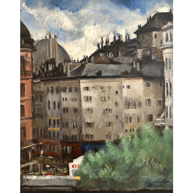 André Julien Prina, Maisons de Genève, 1962, Oil on Canvas, Framed For Sale - Image 17 of 17