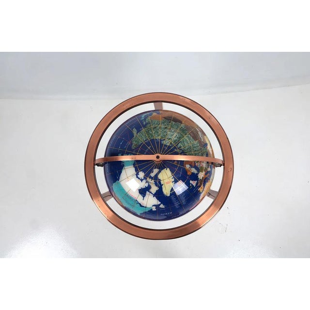 Blue Gem Floor Globe on Copper Stand Semi Precious Lapis Stone For Sale - Image 8 of 17