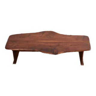 George Nakashima Inspired Natural Edge Walnut Bench Coffee Table For Sale