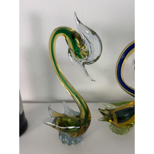 Swans in Submerged Polychrome Murano Glass in the style of Cenedese, 1970, Set of 4 For Sale - Image 17 of 18