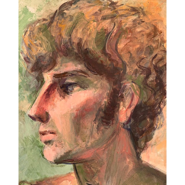 Mid-Century Modern 1970's Rosamond Colomé Original Oil Male Portrait For Sale - Image 3 of 8