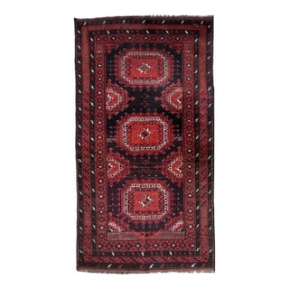 1920s, Antique Hand-Knotted Afghan Baluch Rug 3.8' X 6.9' For Sale