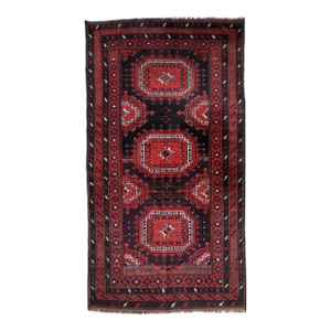 1920s, Antique Hand-Knotted Afghan Baluch Rug 3.8' X 6.9'
