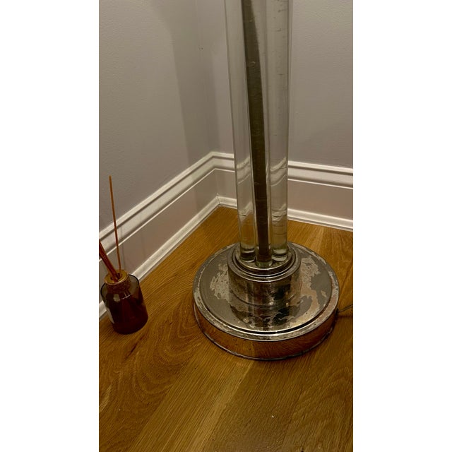 Mid-Century Modern 1980s Restoration Hardware Glass Rods Floor Lamp on Chrome Basey For Sale - Image 3 of 6