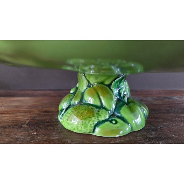 1960s Inarco Japan E2606 Green Majolica-Style Fruit Pedestal Compote For Sale - Image 11 of 18