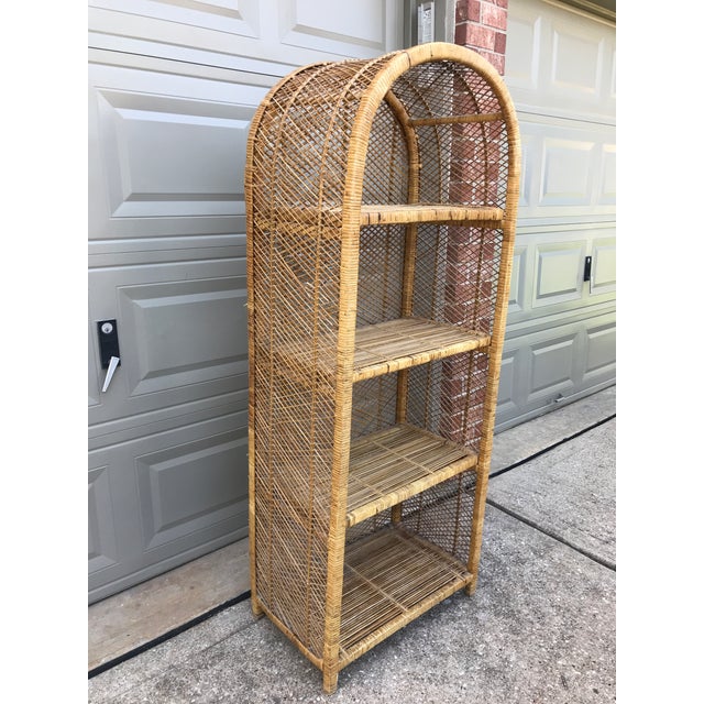 Vintage Rattan Shelf Bookcase Etagere Chairish