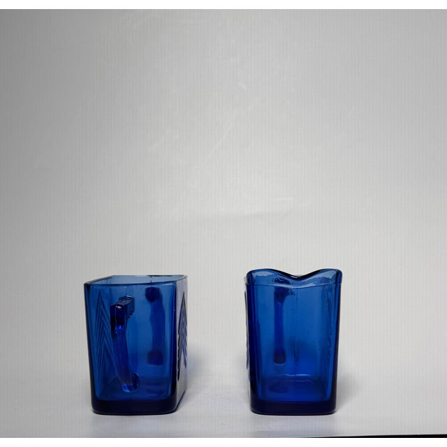 Blue Art Deco Cobalt Blue Depression Glass Sugar & Creamer Set For Sale - Image 8 of 10