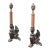 Antique 19th-Century Wrought Iron Griffin Andirons With Torch Finials For Sale