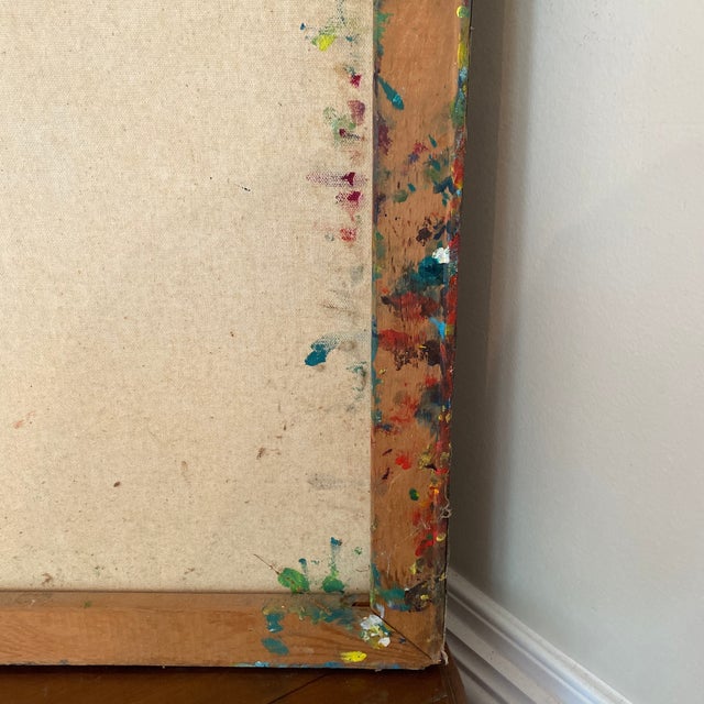 Midcentury Abstract Floral Painting on Canvas -Signed For Sale - Image 9 of 9