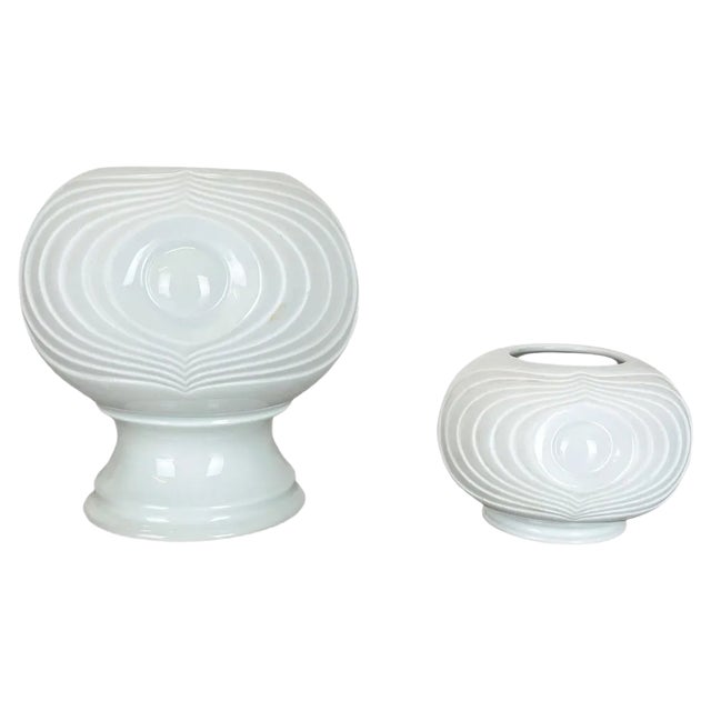 Op Art Porcelain Vase from Royal Bavaria KPM, Germany, 1970s, Set of 2 For Sale