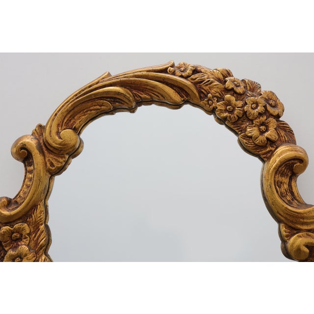 Rococo Style Gilt Mirror with Floral Garlands, Italy, 1950s For Sale - Image 4 of 11