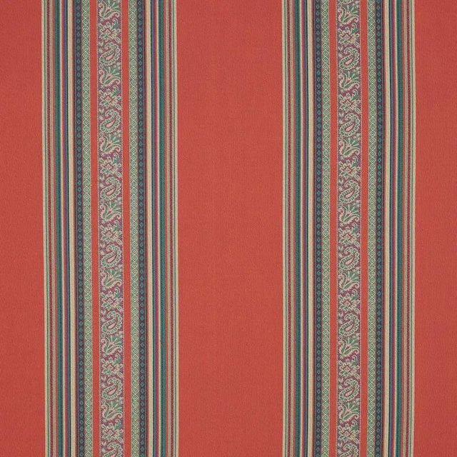 Schumacher Markova Stripe Fabric in Red For Sale