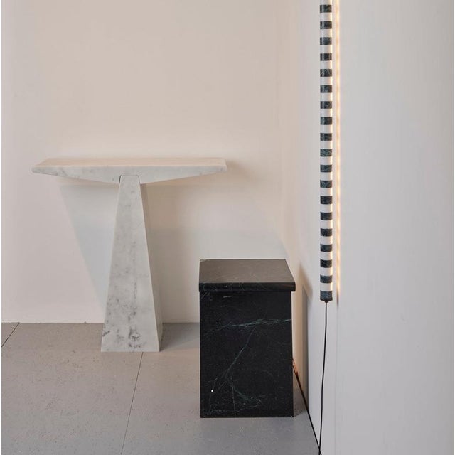 Alcm Vertical Wall Lamp in Verde Alpi & Carrara Marbles by Bufalini Design For Sale - Image 4 of 5