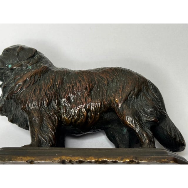 Scottish Art Deco Bronze Newfoundland Dog With Historic Inscription For Sale - Image 10 of 12