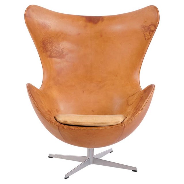 Egg Chair in Original Natural Leather by Arne Jacobsen for Fritz Hansen, 1950s For Sale - Image 14 of 14