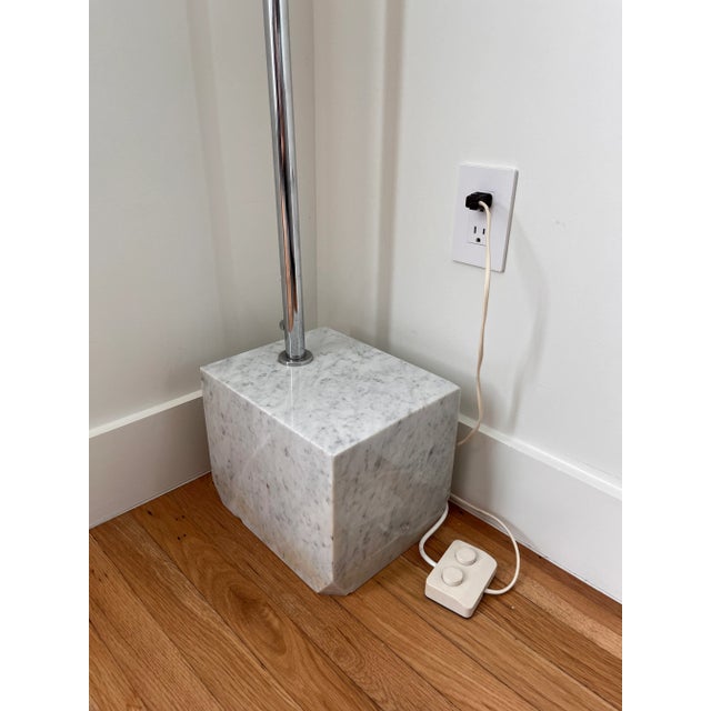 Mid Century Modern Harvey Guzzini Chrome and Marble Arc Floor Lamp For Sale - Image 10 of 13