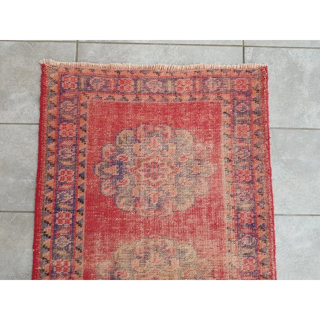 Oushak Vintae Hallway Runer Rug For Sale - Image 6 of 10